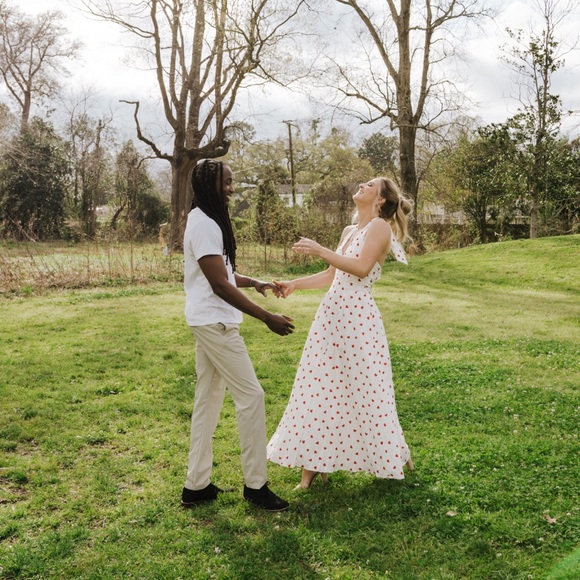 Hello Molly White Maxi Dress with Red Heart Pattern - Picture 2 of 2